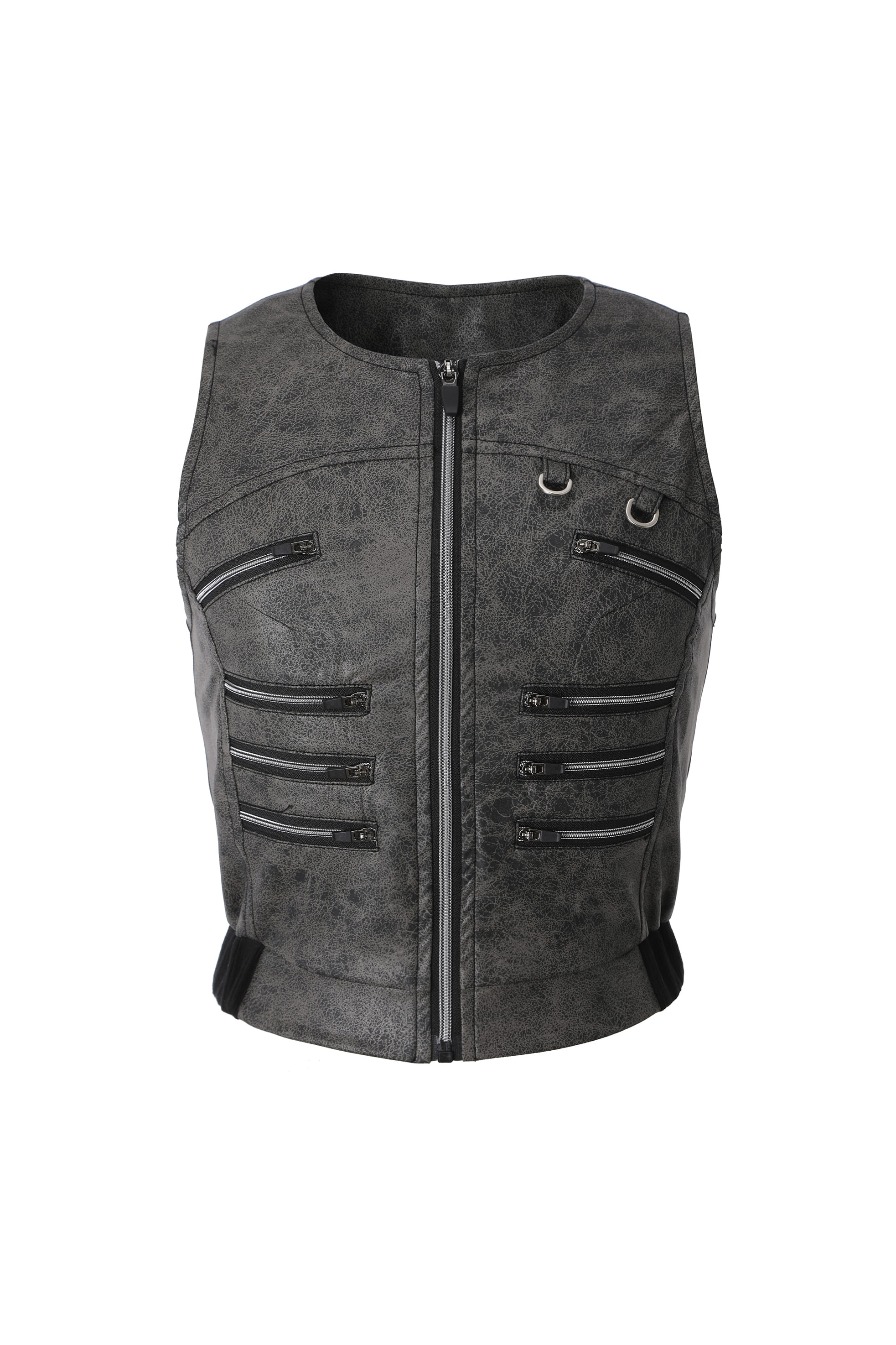 Zip leather vest
